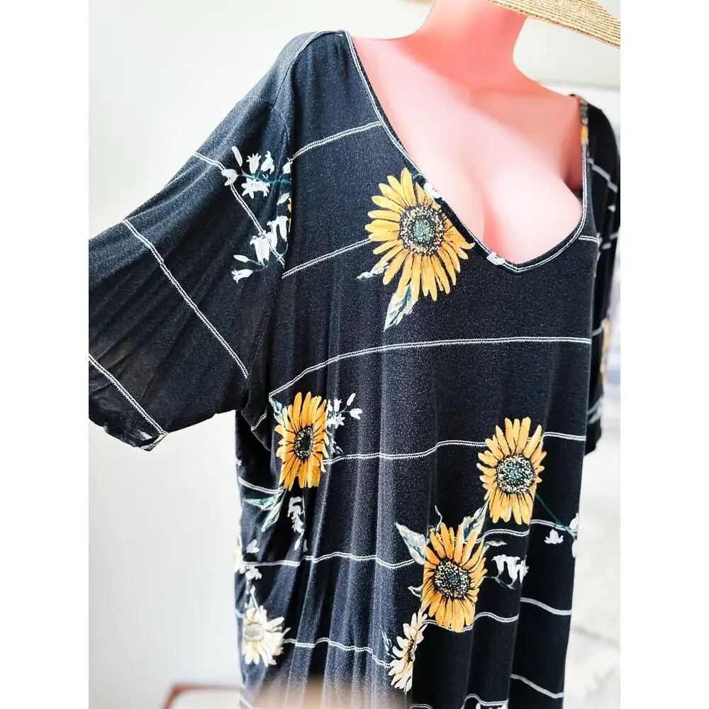 Chasing Sunbeams Golden Hour sunflower Soft + slouchy oversize tunic plus - Picture 2 of 3